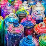 Used and empty spray cans. 